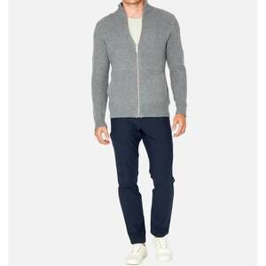 NEW 7DIAMONDS yosemite knit zip sweater in heather charcoal